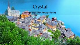  Presentation with history of europe - Cool new PPT theme with hallstatt city in salzkammergut austria backdrop and a teal colored foreground