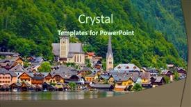  Presentation with green lake - Slide set featuring hallstatt-village-on-hallstatter-lake background and a forest green colored foreground