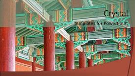  Presentation with korean culture - Slide set featuring hallway in the korean ancient background and a seafoam green colored foreground