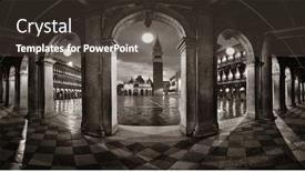  Presentation with venice - Cool new presentation theme with hallway-night-panorama-view backdrop and a tawny brown colored foreground