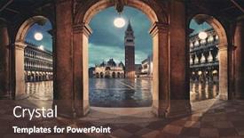  Presentation with venice - Audience pleasing PPT layouts consisting of hallway-night-view-at-piazza backdrop and a tawny brown colored foreground