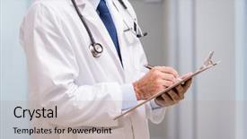  Presentation with medical clipboard - PPT layouts enhanced with hallway of a medical background and a mint green colored foreground