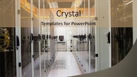 Presentation with server room - PPT layouts consisting of hallway with a row of servers in server room background and a coral colored foreground