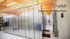  Presentation with server room - Presentation theme enhanced with hallway with a row of servers in server room background and a coral colored foreground