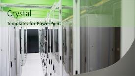  Presentation with server - Colorful PPT theme enhanced with hallway with a row of servers in server room backdrop and a mint green colored foreground