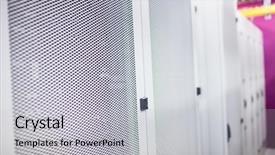  Presentation with server room - Amazing slide deck having hallway with a row of servers in server room backdrop and a light gray colored foreground
