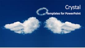  Presentation with angel wings - Beautiful presentation theme featuring halo - angel wings and nimbus formed backdrop and a navy blue colored foreground