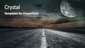  Presentation with sunset - Audience pleasing PPT layouts consisting of halo - asphalted road at sunset backdrop and a tawny brown colored foreground