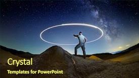  Presentation with night sky - Audience pleasing presentation theme consisting of halo - man standing on muddy volcanoes backdrop and a wine colored foreground