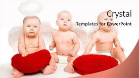  Presentation with babies - Presentation theme with three angelic babies with heart background and a sky blue colored foreground