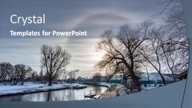  Presentation with effect - Cool new PPT layouts with halo-effect-around-the-sun backdrop and a ocean colored foreground