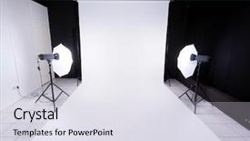  Presentation with lighting - Theme enhanced with halogen - modern photo studio with lighting background and a sky blue colored foreground