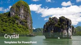  Presentation with vietnam - Presentation theme having halong bay in vietnam background and a tawny brown colored foreground