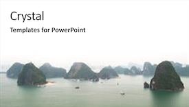  Presentation with vietnam - Presentation featuring halong bay vietnam panoramic view background mountains islands and tourist boats on beautiful sea landscape background and a white colored foreground