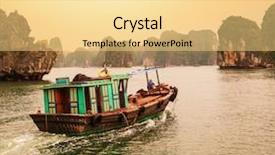  Presentation with vietnam - Beautiful PPT theme featuring halong bay vietnam backdrop and a yellow colored foreground
