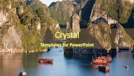  Presentation with vietnam - Amazing PPT theme having halong bay vietnam backdrop and a tawny brown colored foreground