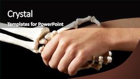  Presentation with skeleton bones - Beautiful slide deck featuring female hand shaking hands backdrop and a black colored foreground