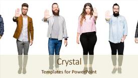  Presentation with people collage - Beautiful presentation design featuring halt - collage of people over white backdrop and a lemonade colored foreground