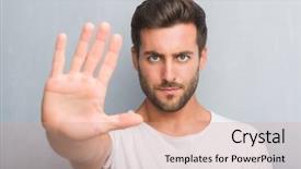  Presentation with open bible over grunge sandstone - Presentation design enhanced with halt - handsome young man over grey background and a coral colored foreground