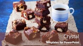  Presentation with halva - Beautiful theme featuring halva brownie with tahini and cup of coffee - sweet food backdrop and a tawny brown colored foreground