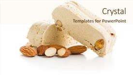  Presentation with halva - Slide deck enhanced with halva dessert slices with almonds background and a cream colored foreground
