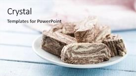  Presentation with halva - Amazing slide set having halva dessert slices with cocoa backdrop and a sky blue colored foreground