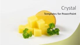  Presentation with potato - Audience pleasing slide deck consisting of halved-and-diced-raw-potato backdrop and a white colored foreground