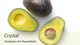  Presentation with avocado - Presentation theme consisting of halved avocado on white background background and a blonde colored foreground