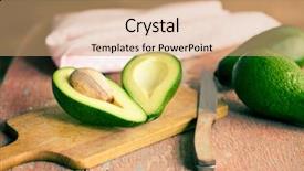  Presentation with avocado - PPT layouts featuring halved avocados on old wooden background and a coral colored foreground