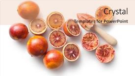  Presentation with blood - Presentation design consisting of halved blood orange and juicer background and a coral colored foreground