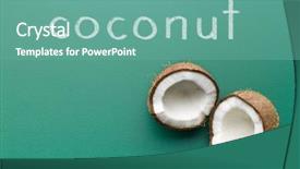  Presentation with green coconut - Slide set enhanced with halved coconut on green chalkboard background and a  colored foreground