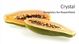  Presentation with fresh papaya - Cool new presentation with halved fresh papaya fruit isolated on white background backdrop and a white colored foreground