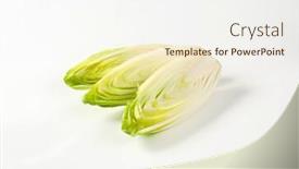  Presentation with helva fresh sliced halva - Colorful PPT theme enhanced with halved heads of fresh belgian endive on white background backdrop and a sky blue colored foreground