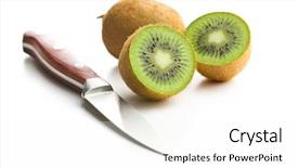  Presentation with kiwi fruit - Slides having halved kiwi fruit and knife background and a white colored foreground