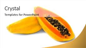  Presentation with papaya - PPT layouts featuring halved papaya fruit isolated background and a white colored foreground
