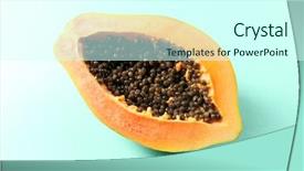  Presentation with papaya - Colorful slide set enhanced with halved papaya on blue background backdrop and a cool aqua colored foreground