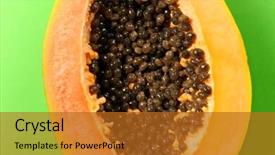  Presentation with green papaya - Amazing presentation theme having halved papaya on green background backdrop and a gold colored foreground