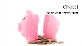  Presentation with piggy bank broken piggybank - Colorful presentation theme enhanced with halved-pink-piggy-bank backdrop and a white colored foreground