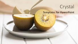  Presentation with kiwi fruit - Presentation design featuring halved-ripe-yellow-kiwi-fruit background and a lemonade colored foreground