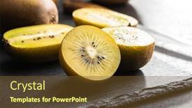  Presentation with kiwi fruit - Beautiful slides featuring halved-ripe-yellow-kiwi-fruit backdrop and a tawny brown colored foreground