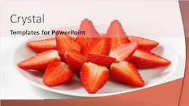  Presentation with strawberries - Slide set consisting of halved-strawberries-arranged-on-plate background and a lemonade colored foreground