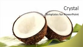  Presentation with green coconut - Audience pleasing PPT theme consisting of halves of coconut with green backdrop and a white colored foreground