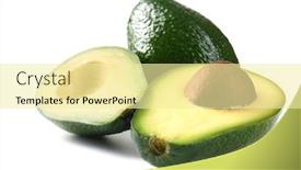  Presentation with fresh avocado - PPT theme consisting of halves of fresh avocado isolated on white background and a blonde colored foreground