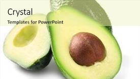  Presentation with fresh avocado - Presentation having halves of fresh avocado isolated background and a blonde colored foreground