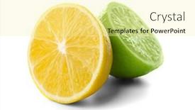  Presentation with lemon lime - Colorful presentation enhanced with halves of lime and lemon isolated on white backdrop and a blonde colored foreground