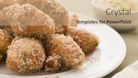  Presentation with cheese - PPT theme enhanced with ham-and-cheese-beignets background and a soft green colored foreground