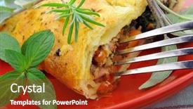  Presentation with cheese pie - Presentation with ham and cheese pie background and a crimson colored foreground