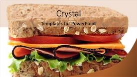  Presentation with sandwich - Presentation theme having ham and cheese sandwich made with whole grain bread background and a coral colored foreground