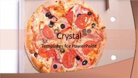  Presentation with tomatoes mechanism - Beautiful presentation theme featuring ham and tomatoes in box backdrop and a coral colored foreground