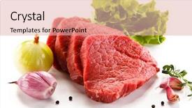  Presentation with raw meat beef veal shank - Amazing PPT layouts having ham burger - fresh raw beef on white backdrop and a lemonade colored foreground